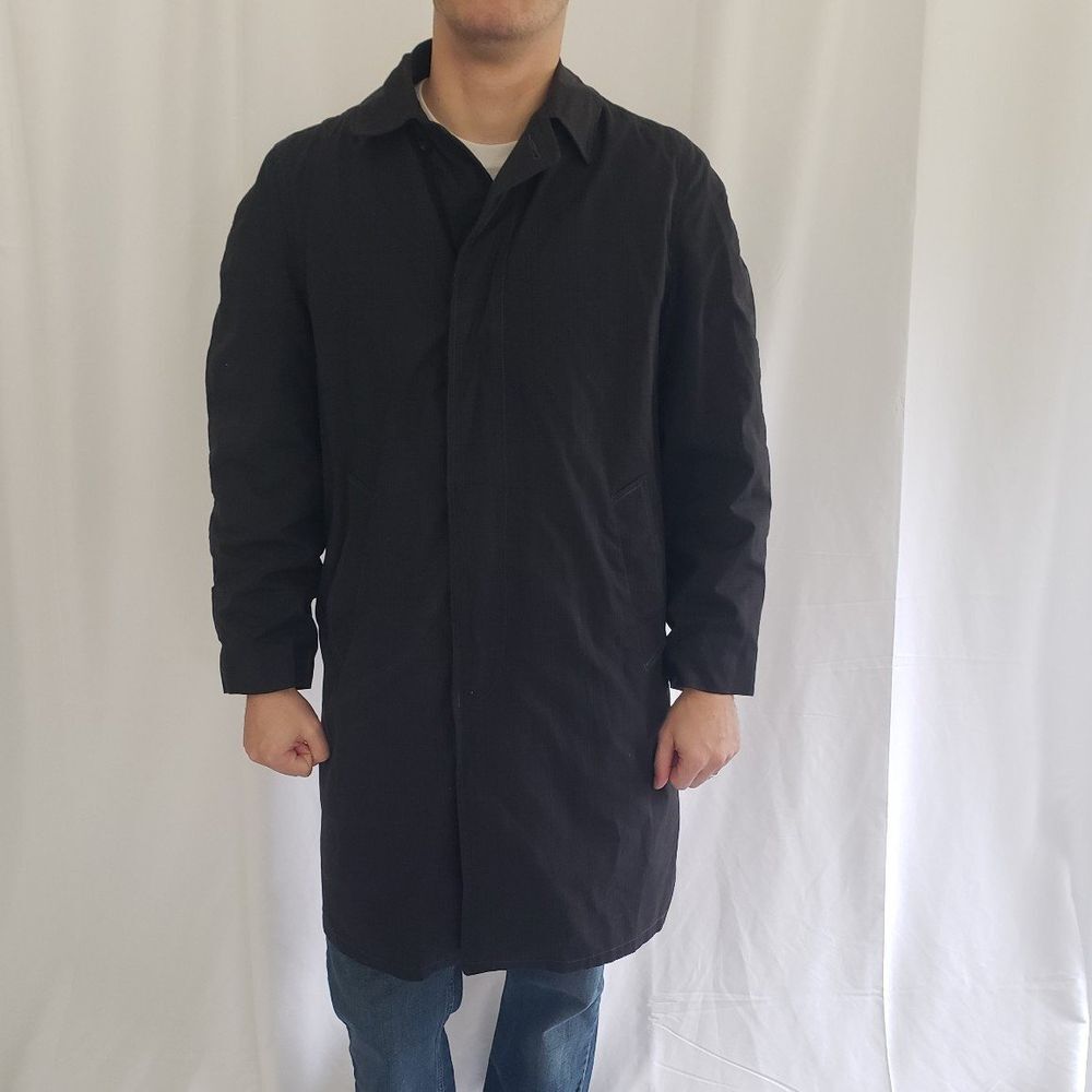 60s/70s Black‎ Plaid Trench Coat